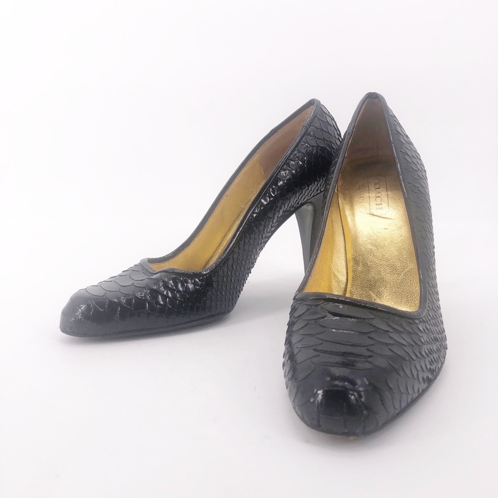 Vintage Coach Black Snakeskin Heels Made In Italy - Picture 4 of 8